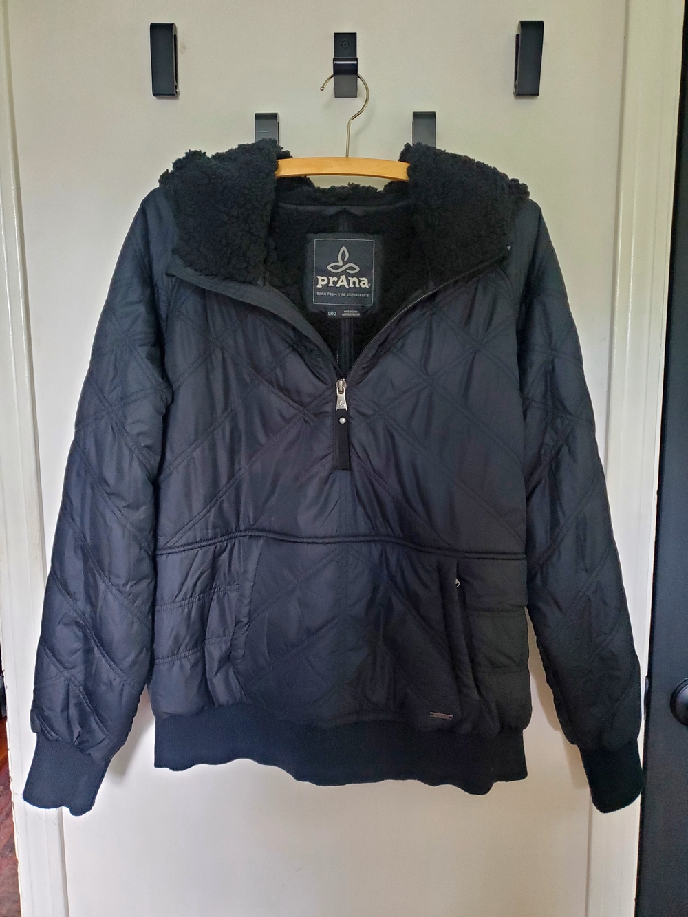 Prana Black Esla Quilted Sherpa-Lined Pullover